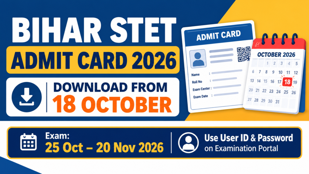 Bihar STET Admit Card 2026 Download Date